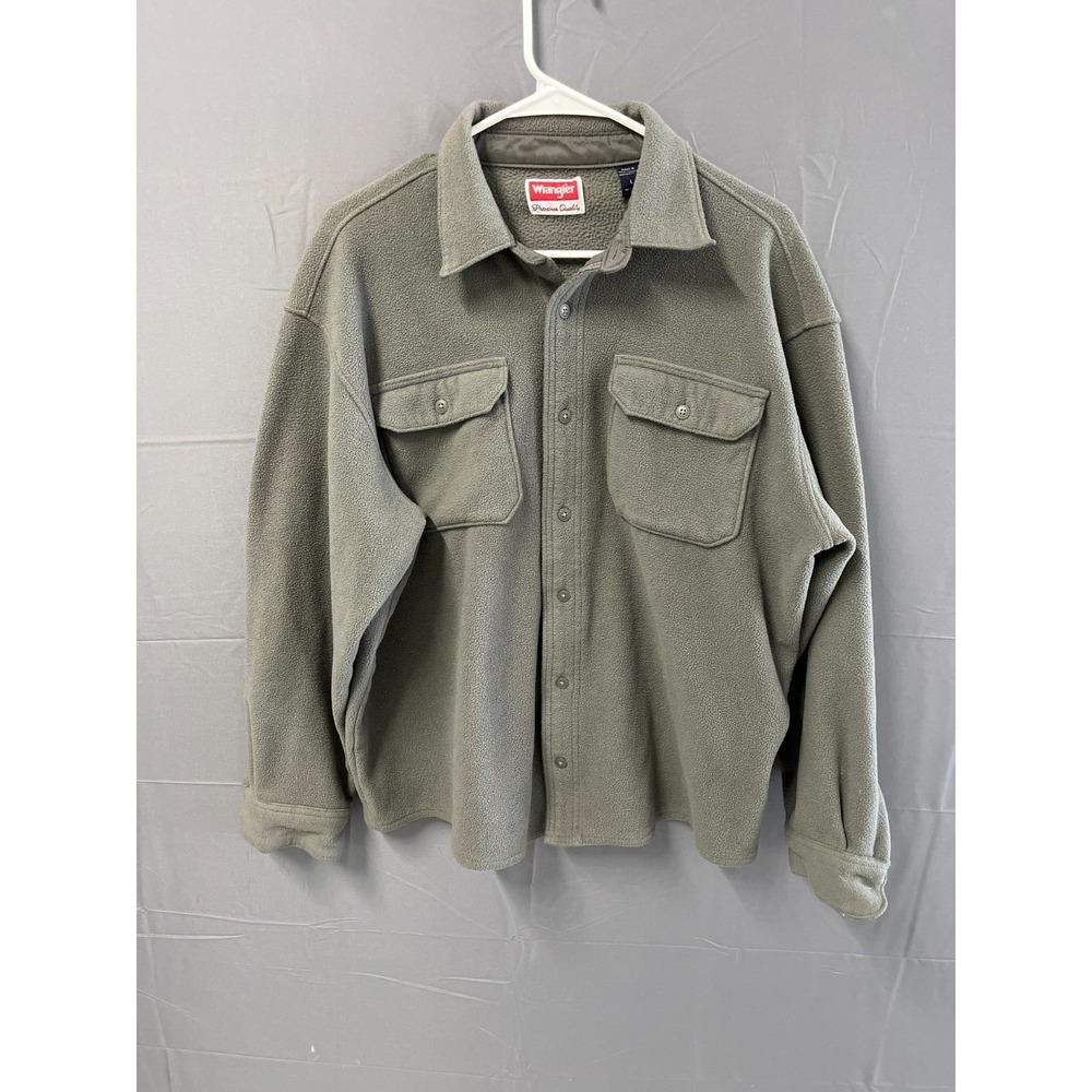 Vintage Wrangler Sweater Mens Large Gray Fleece Lined Button Front Warm Wear
